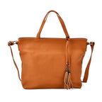 Genuine Leather Solid Crossbody Bag (Size 35x10x33 cm) - Tan & Pink