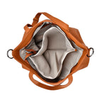 Genuine Leather Solid Crossbody Bag (Size 35x10x33 cm) - Tan & Pink