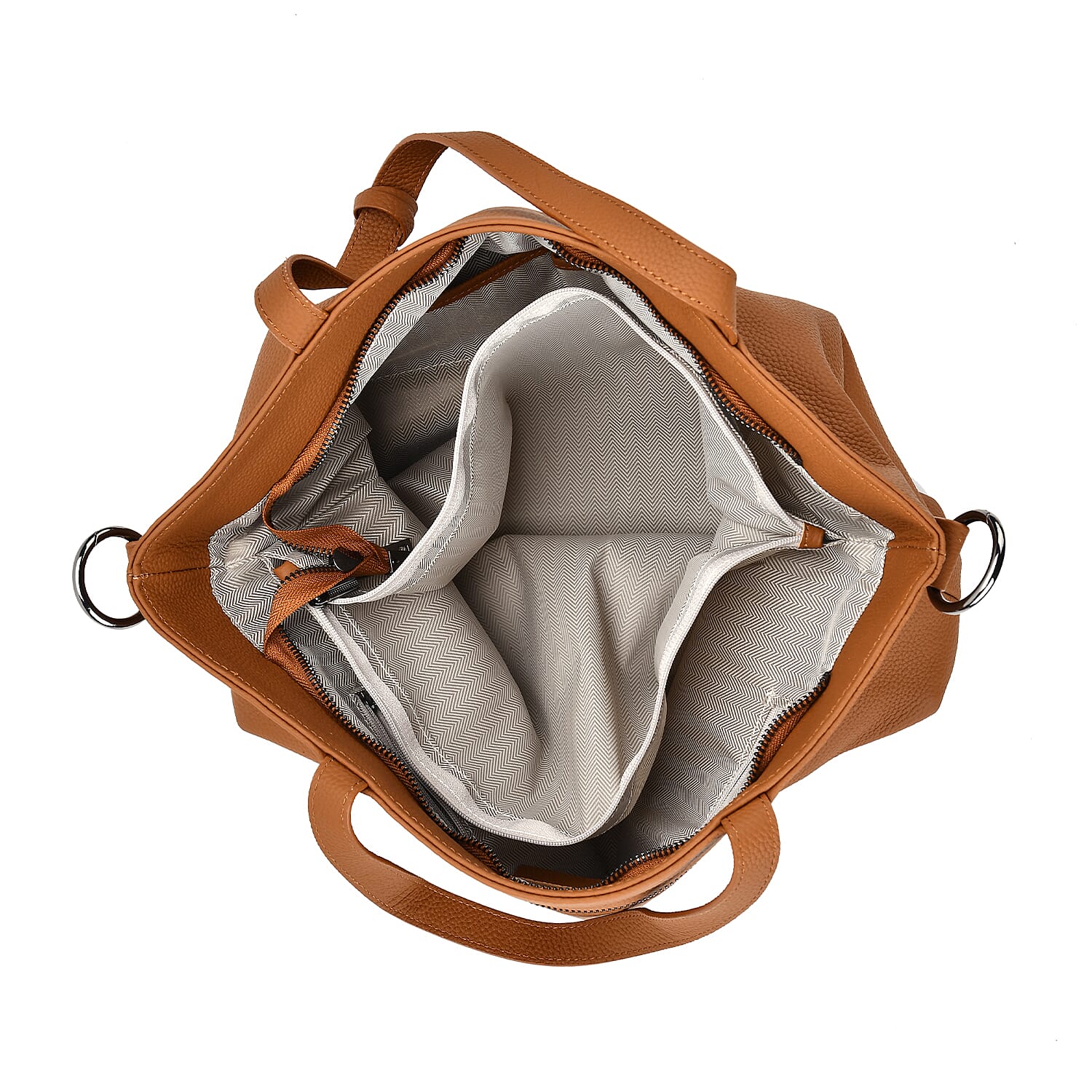 Genuine Leather Solid Crossbody Bag (Size 35x10x33 cm) - Tan & Pink