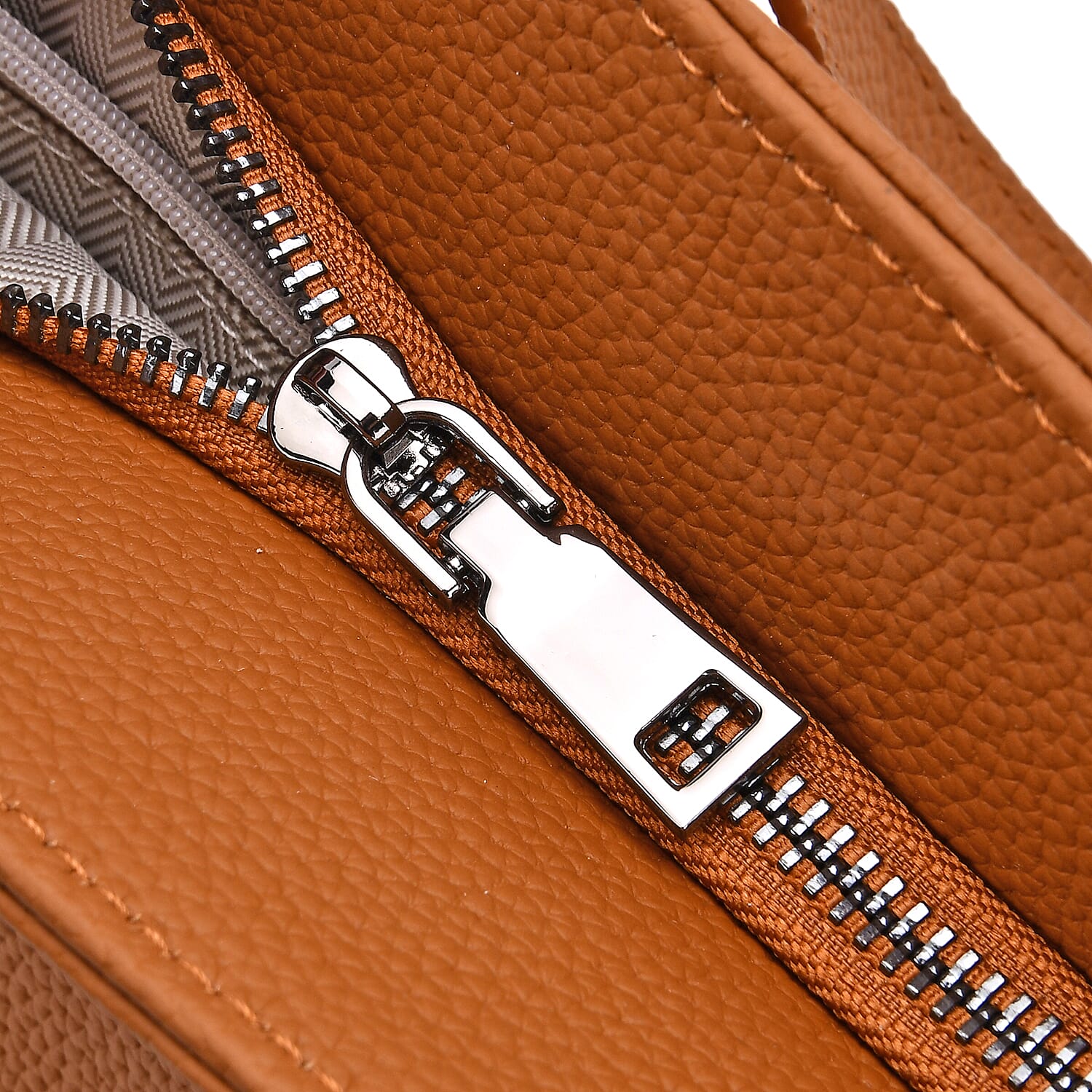 Genuine Leather Solid Crossbody Bag (Size 35x10x33 cm) - Tan & Pink