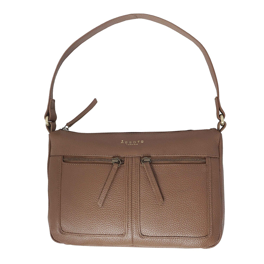 Assots London - Genuine Leather Mardi Tan Pebble Grain Tote Bag