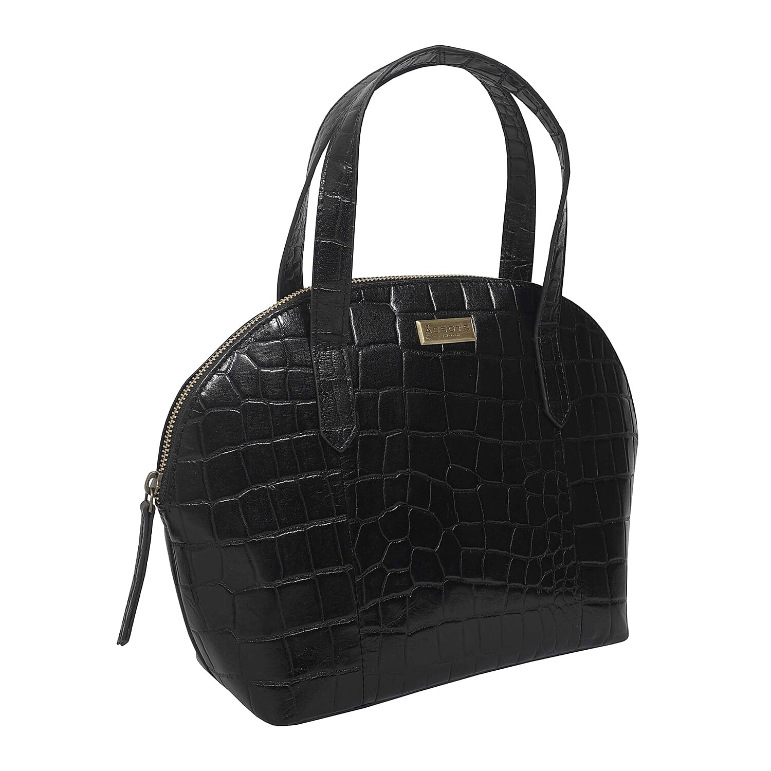 Assots London Cheryl Genuine Leather Tote Bag - Black