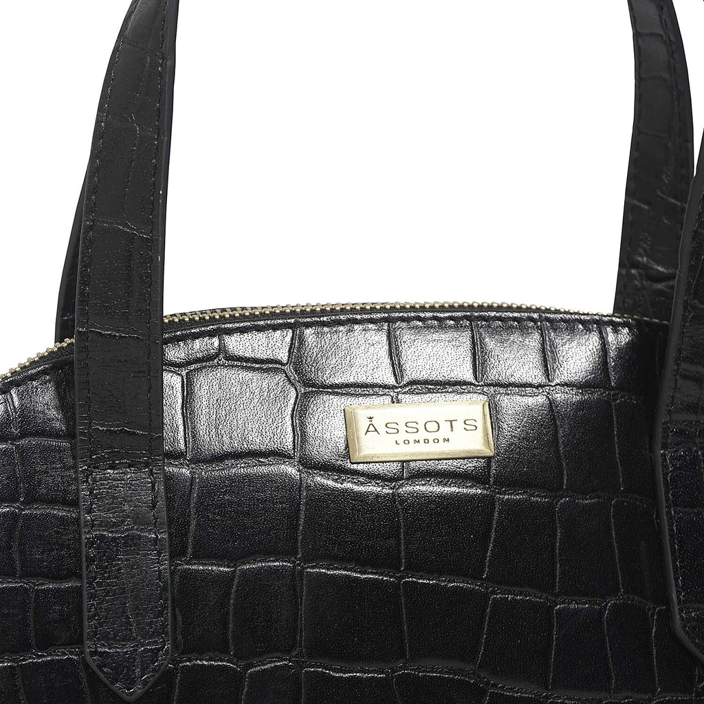 Assots London Cheryl Genuine Leather Tote Bag - Black