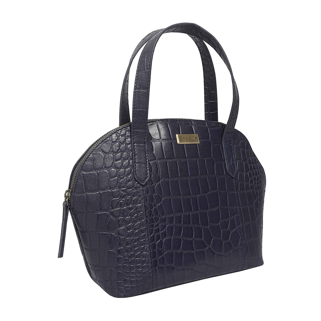 Genuine Leather Tote Bag - Blue