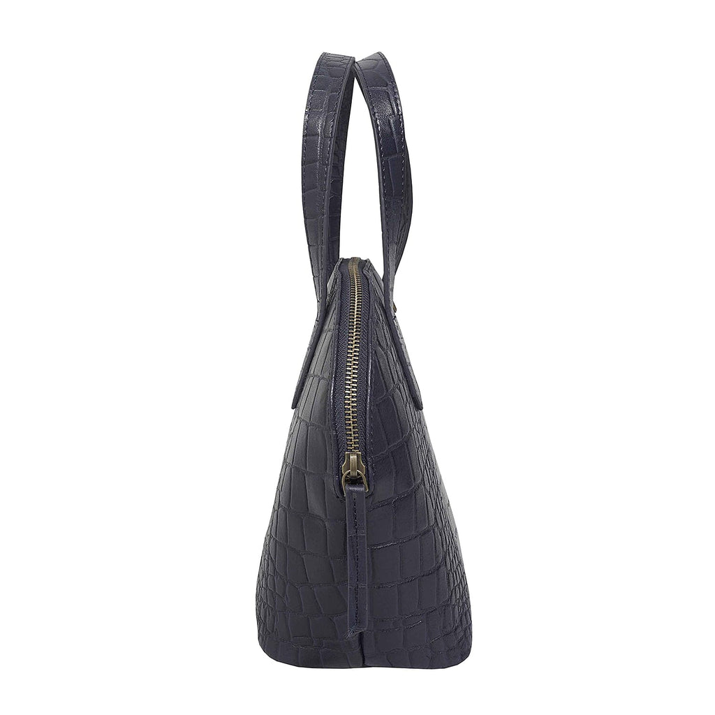 Genuine Leather Tote Bag - Blue