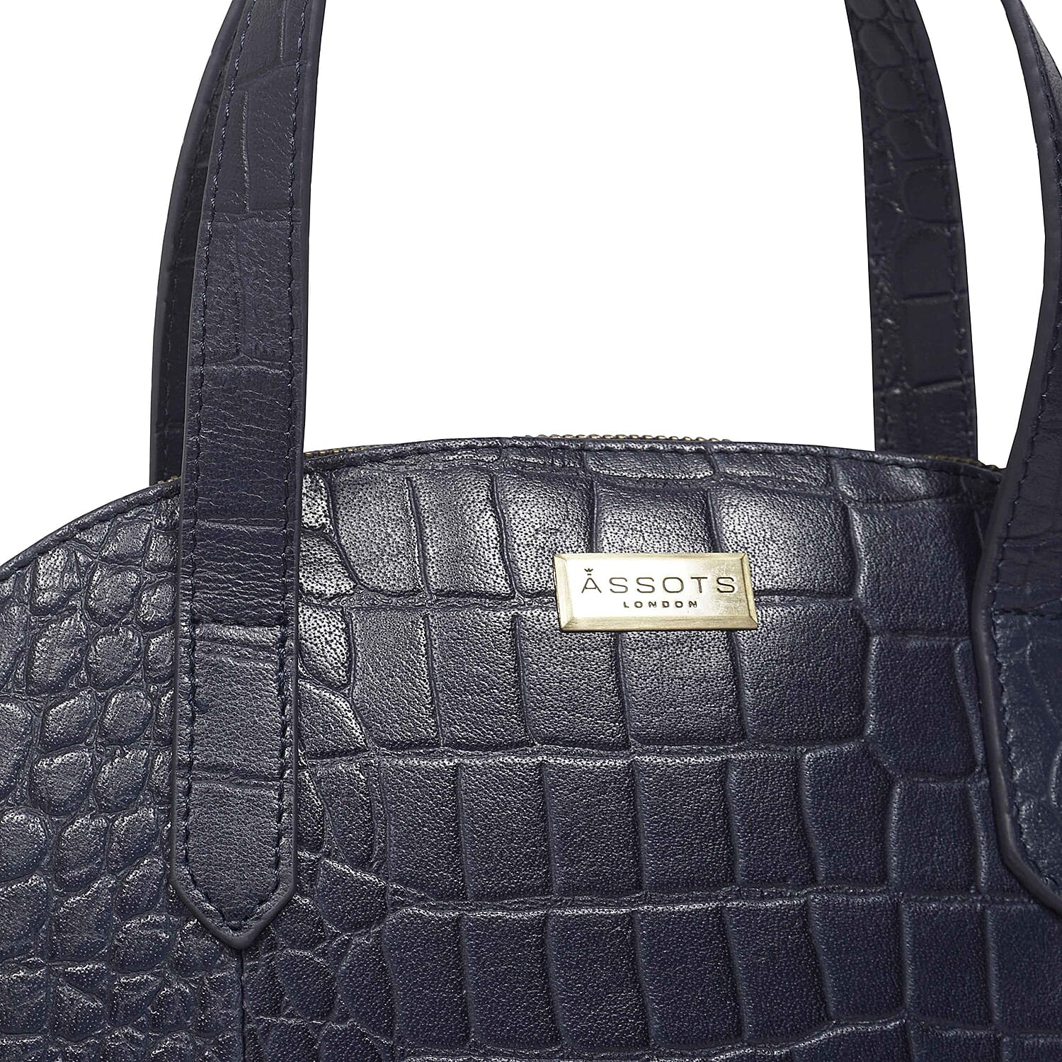 Genuine Leather Tote Bag - Blue