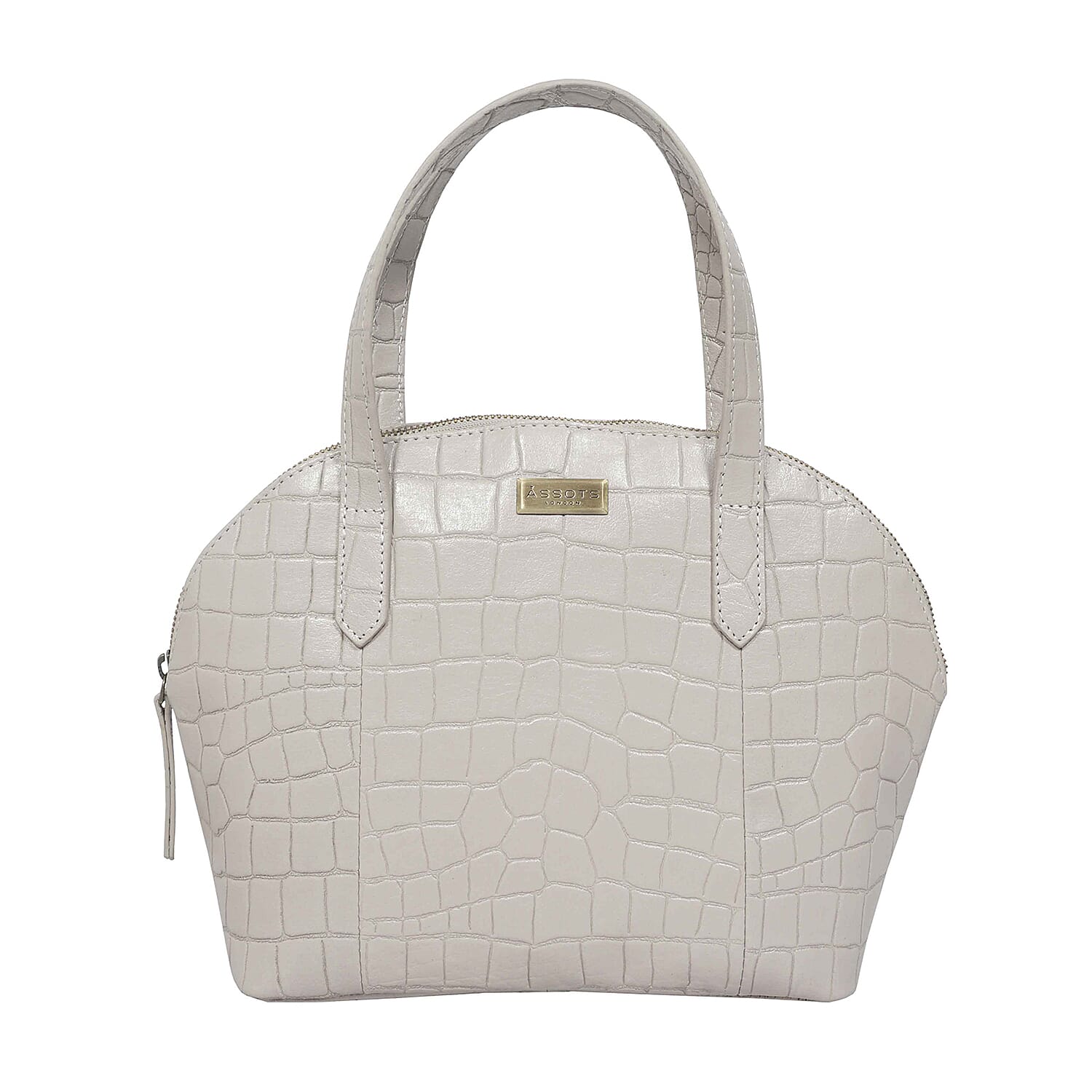 Assots London Cheryl Genuine Leather Tote Bag - Ice Grey