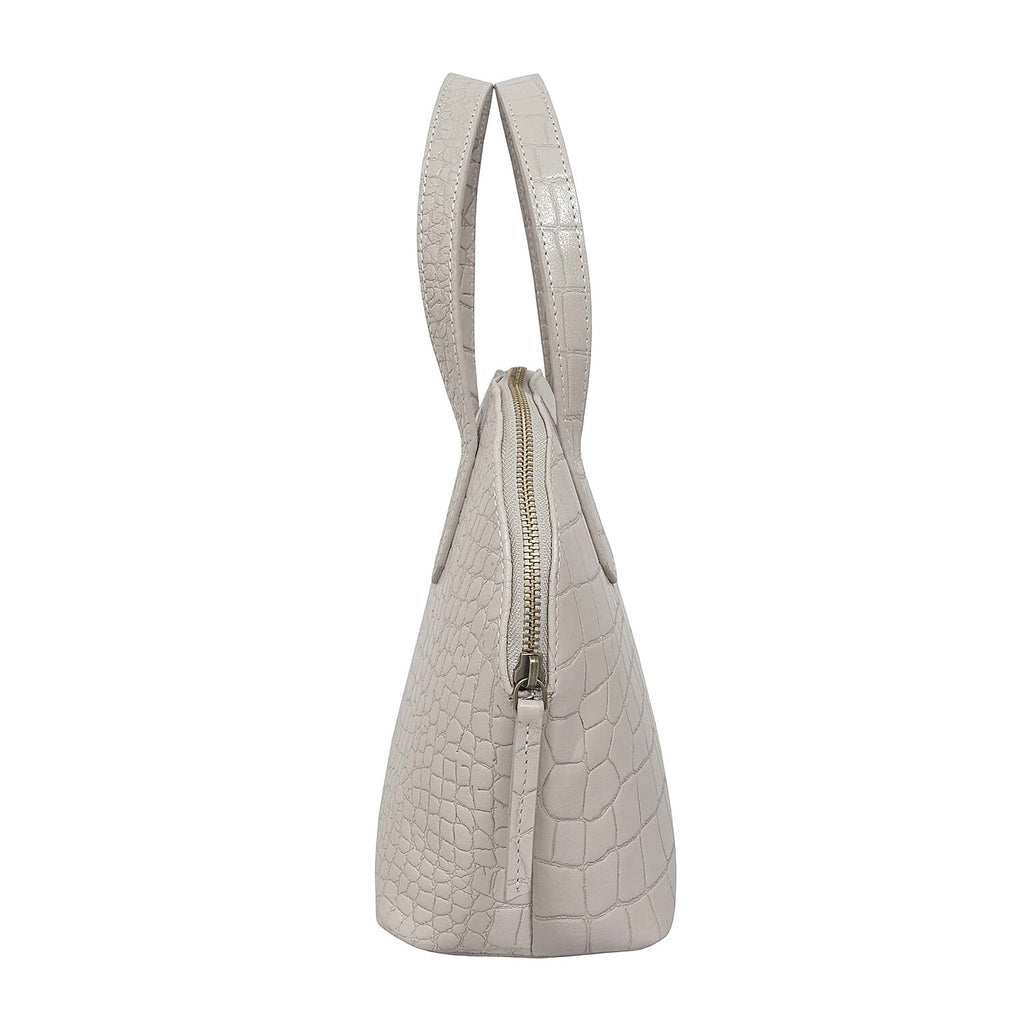 Assots London Cheryl Genuine Leather Tote Bag - Ice Grey