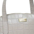 Assots London Cheryl Genuine Leather Tote Bag - Ice Grey