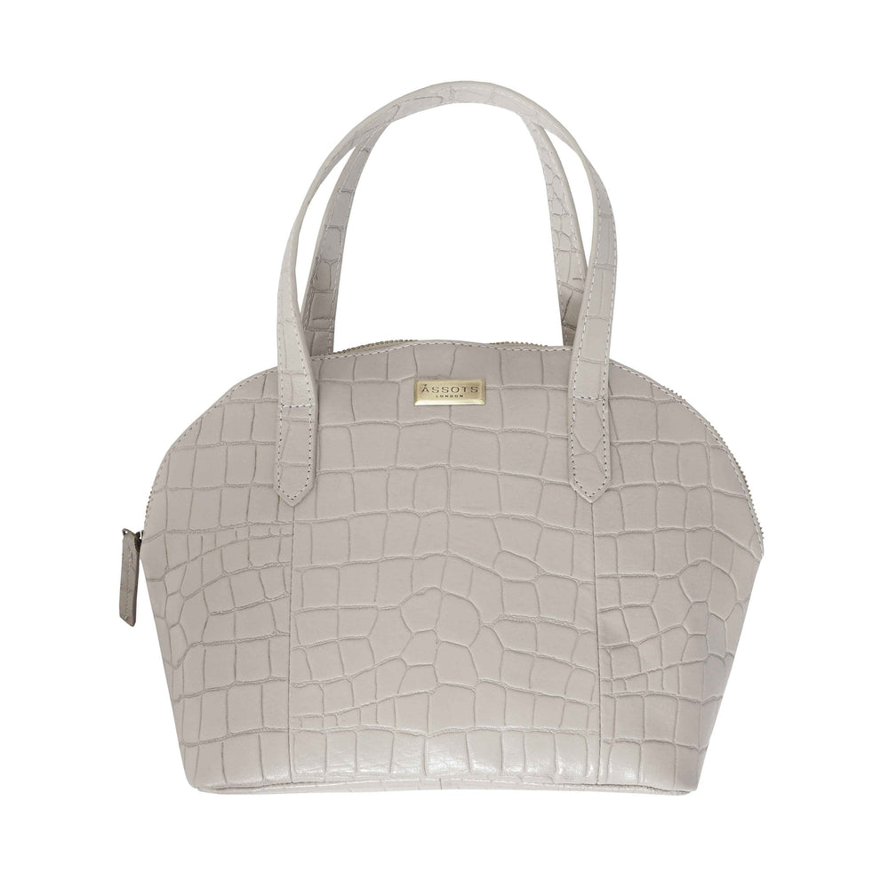 Assots London Cheryl Genuine Leather Tote Bag - Ice Grey