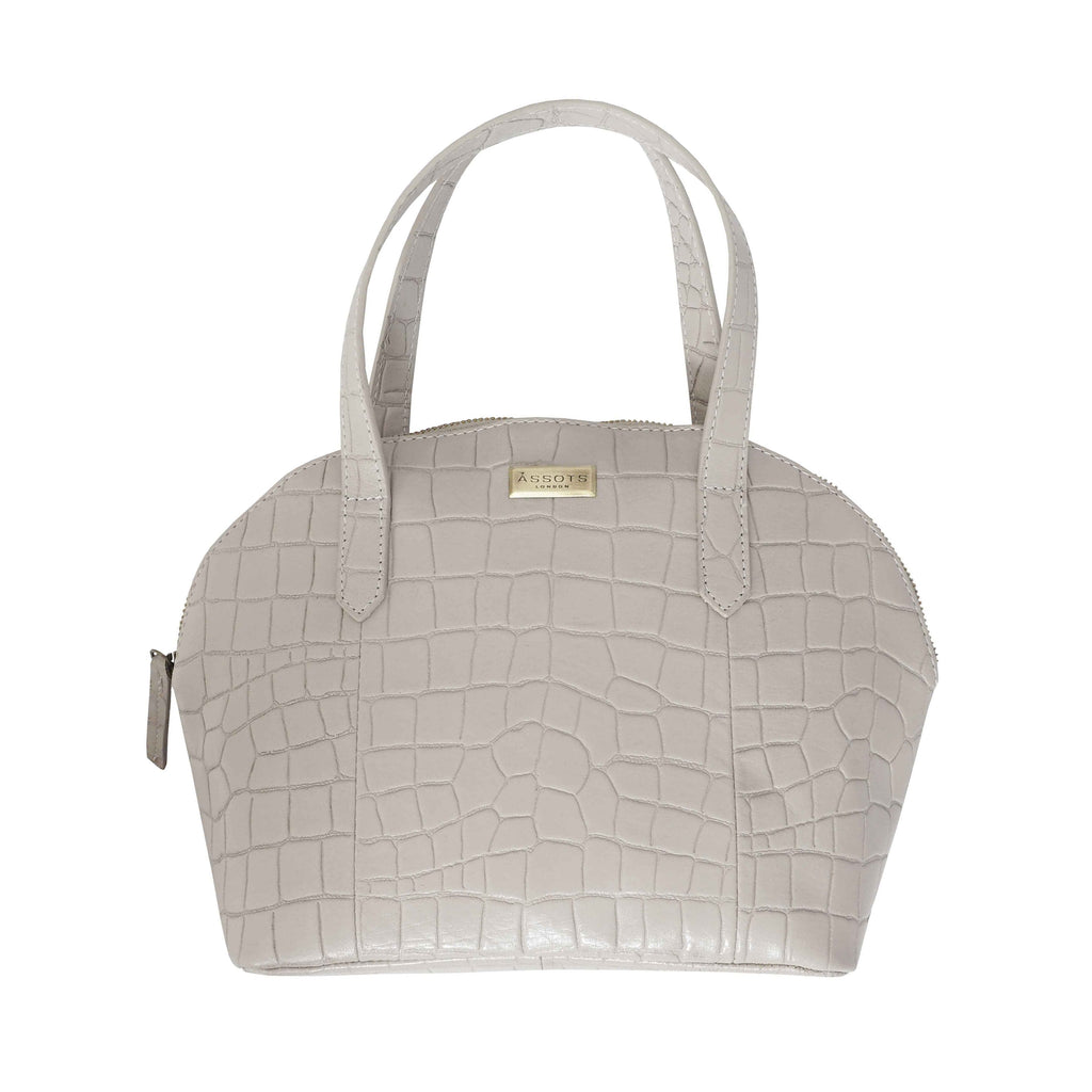 Assots London Cheryl Genuine Leather Tote Bag - Ice Grey