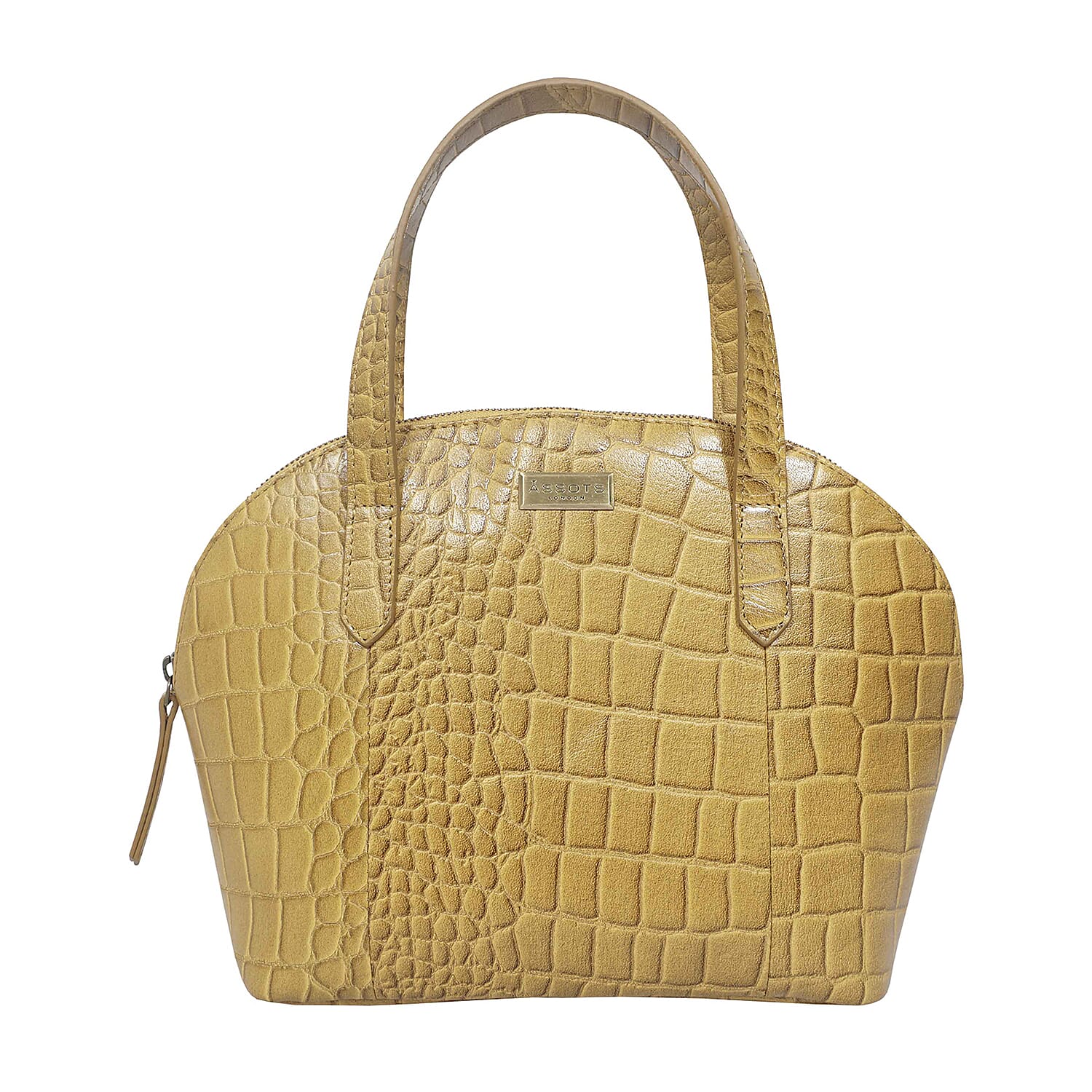 Assots London Cheryl Genuine Leather Tote Bag - Mustard