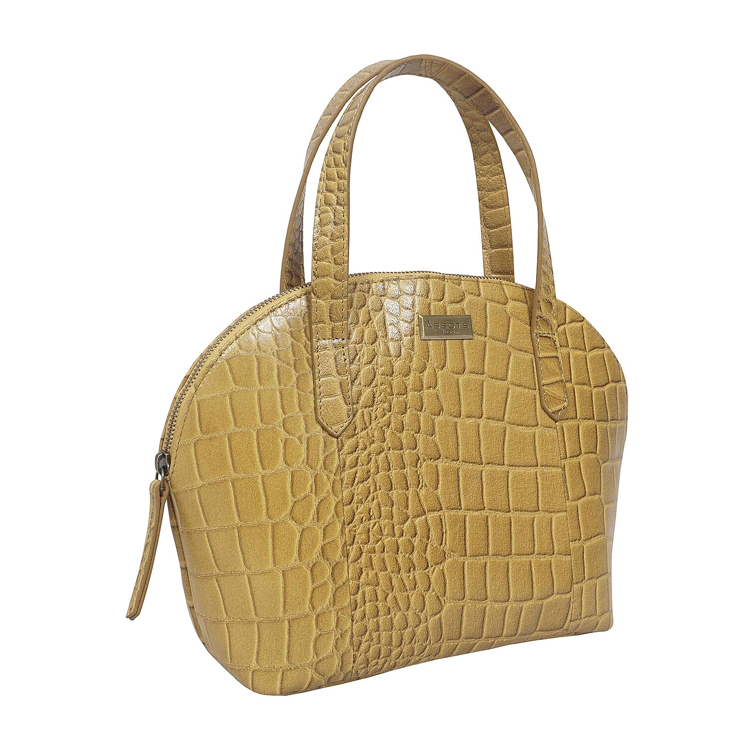 Assots London Cheryl Genuine Leather Tote Bag - Mustard