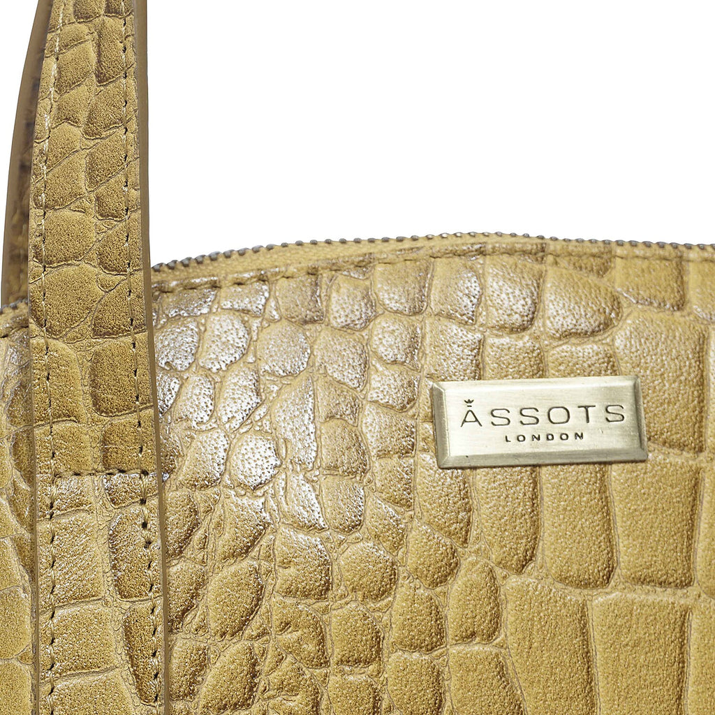 Assots London Cheryl Genuine Leather Tote Bag - Mustard