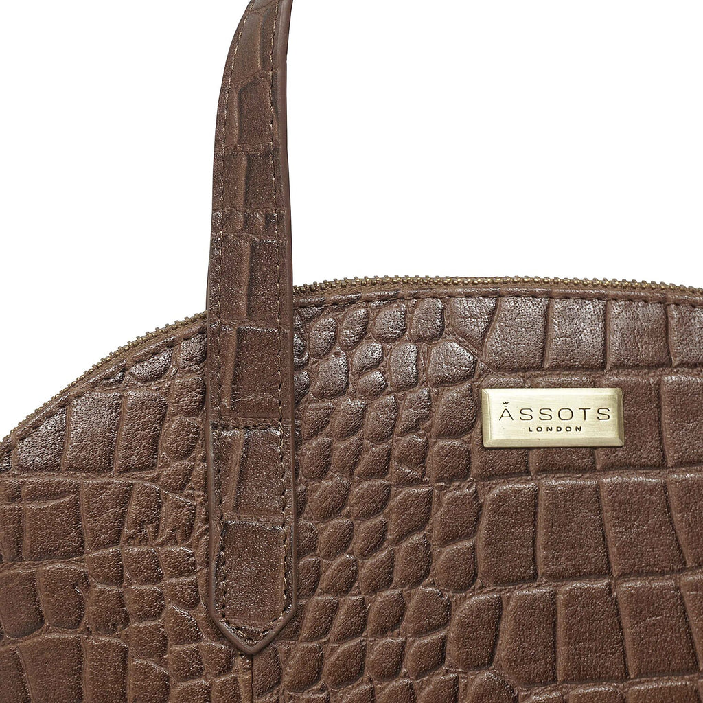Assots London Cheryl Genuine Leather Tote Bag - Tan