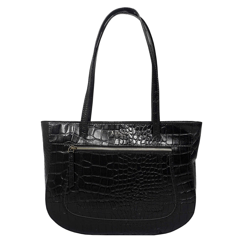 Assots London Julia Genuine Leather Tote Bag  - Black