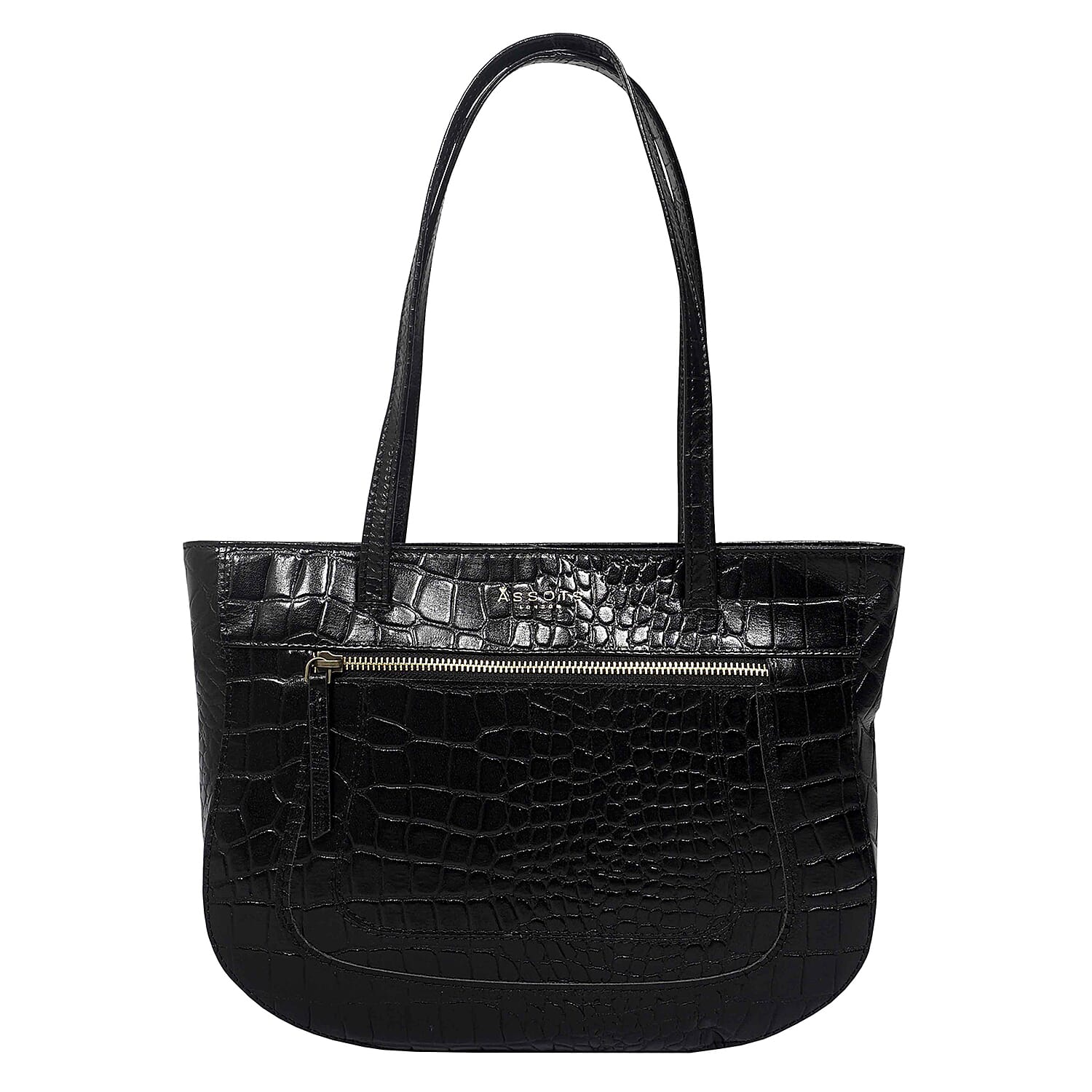 Assots London Julia Genuine Leather Tote Bag  - Black