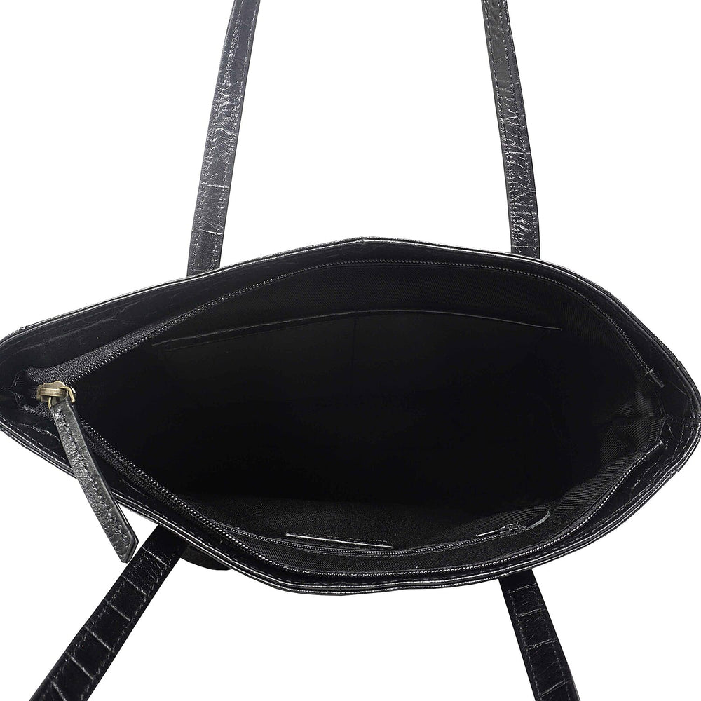 Assots London Julia Genuine Leather Tote Bag  - Black