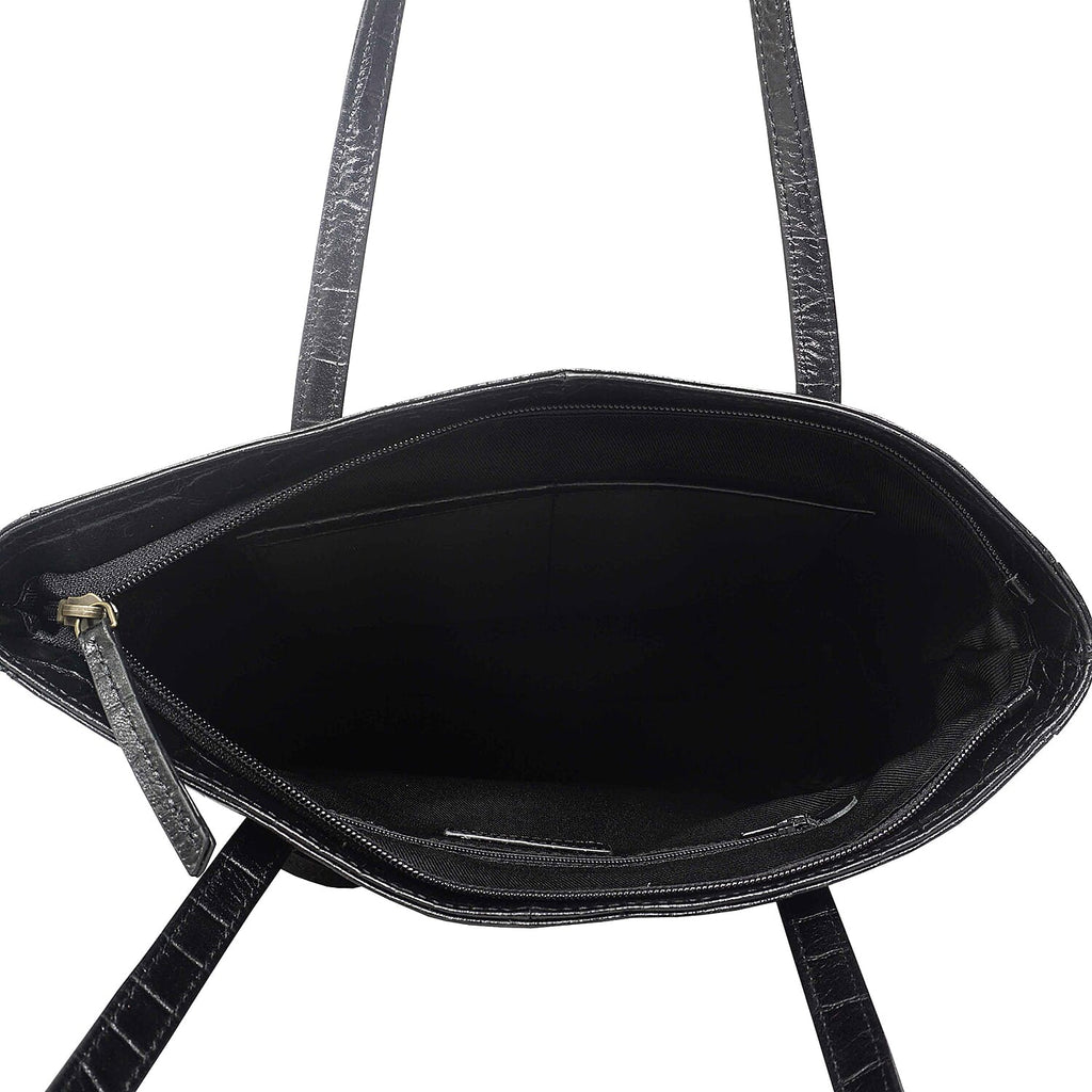Assots London Julia Genuine Leather Tote Bag  - Black