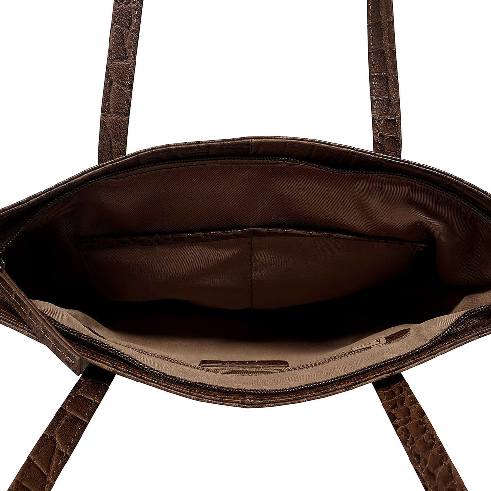 Assots London Julia Genuine Leather Tote Bag - Tan