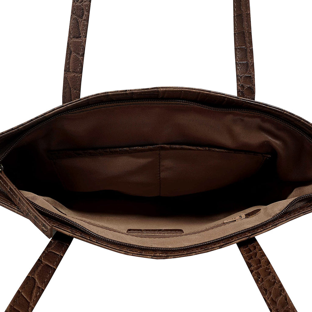 Assots London Julia Genuine Leather Tote Bag - Tan
