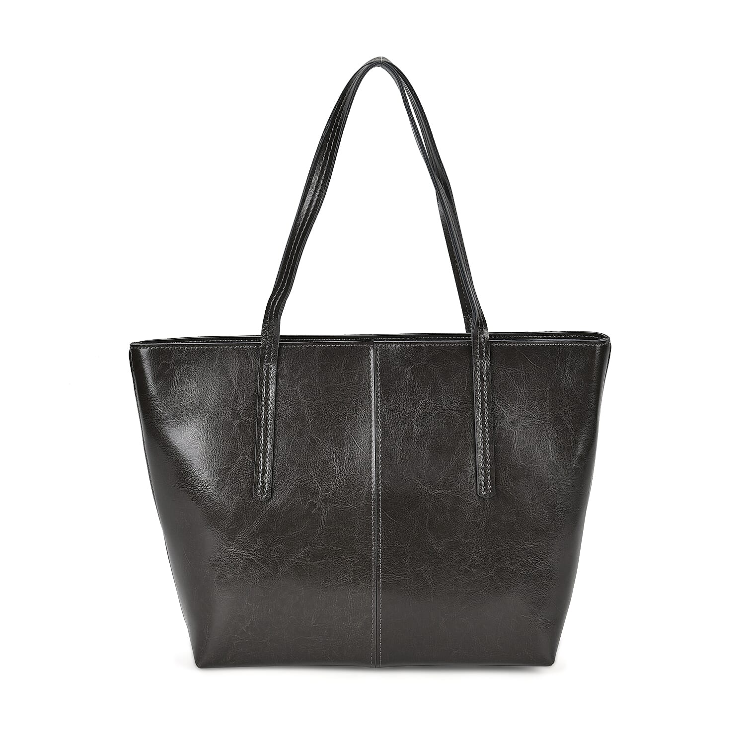 100% Genuine Leather Tote Bag (Size 39x12x27 cm) - Black