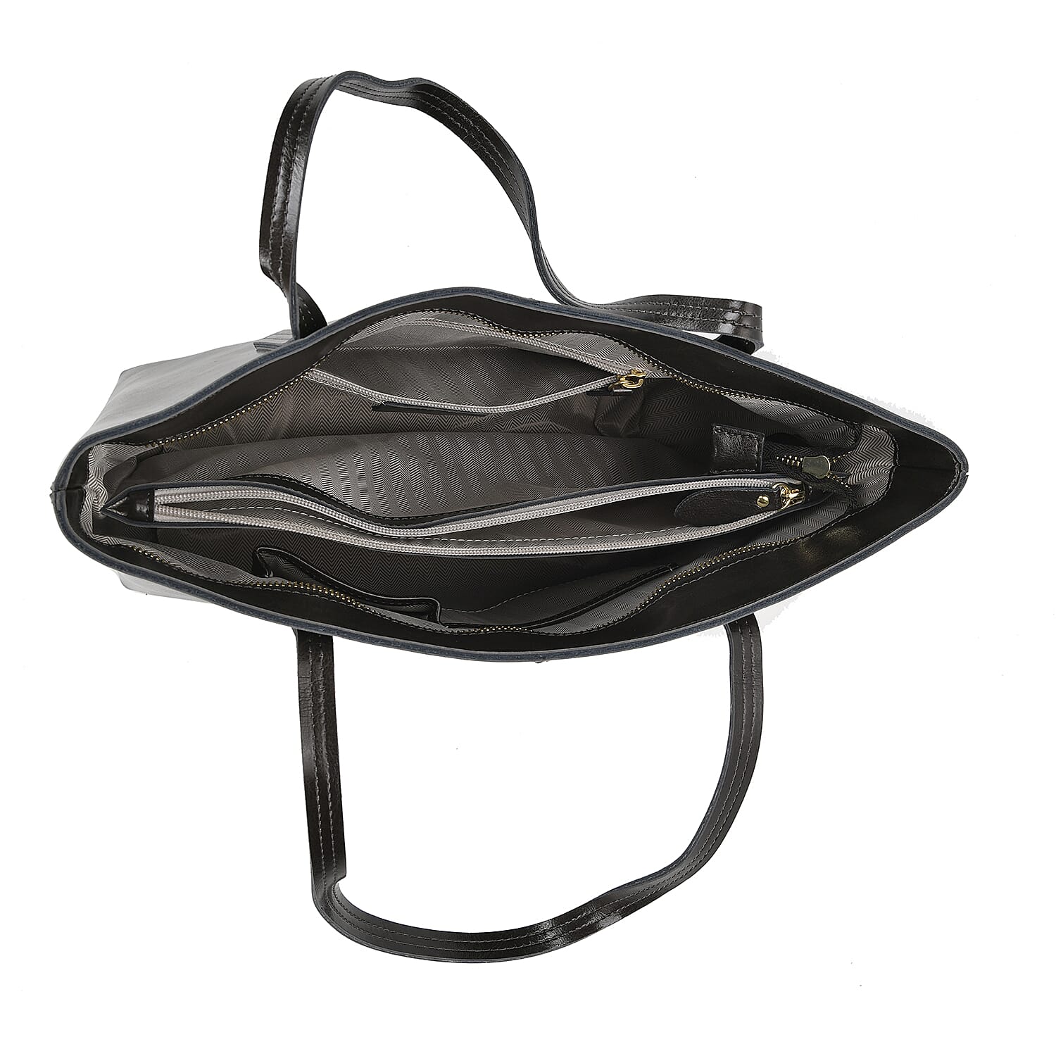 100% Genuine Leather Tote Bag (Size 39x12x27 cm) - Black