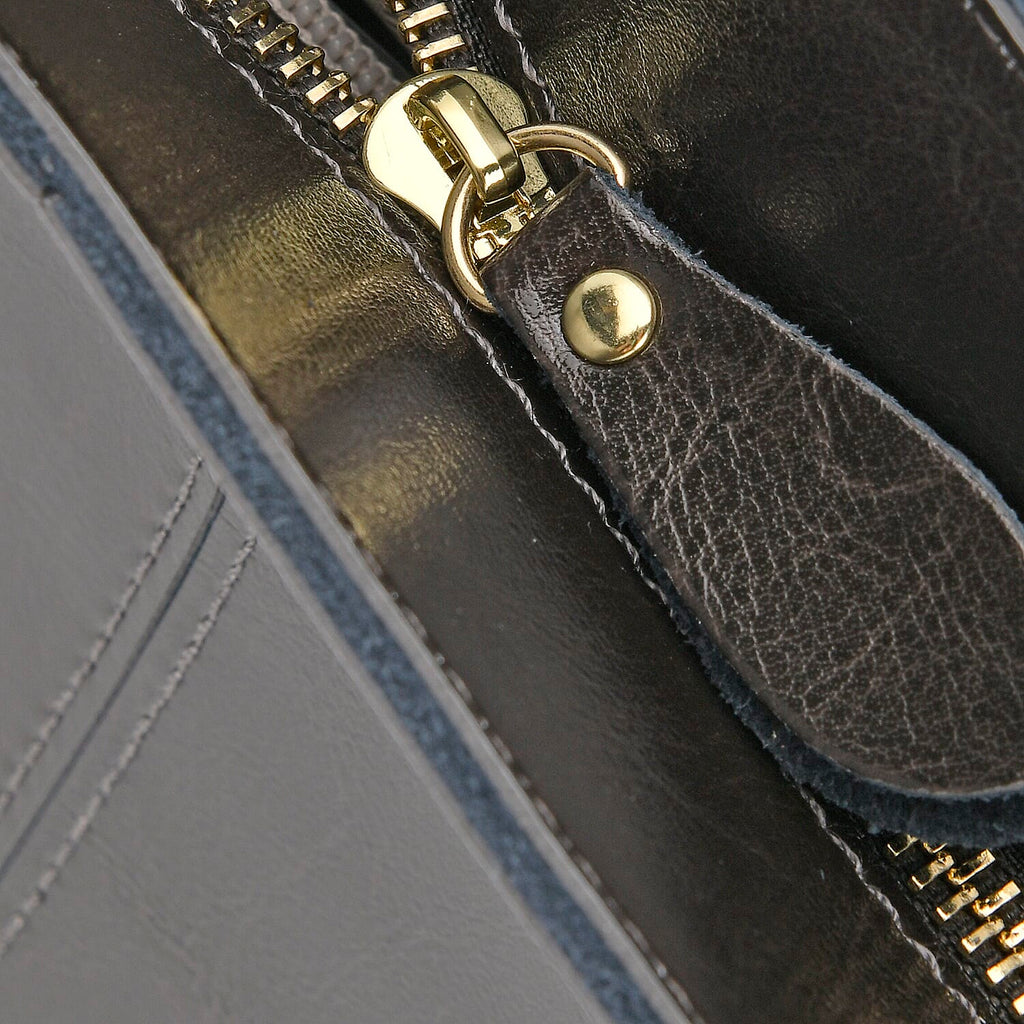 100% Genuine Leather Tote Bag (Size 39x12x27 cm) - Black