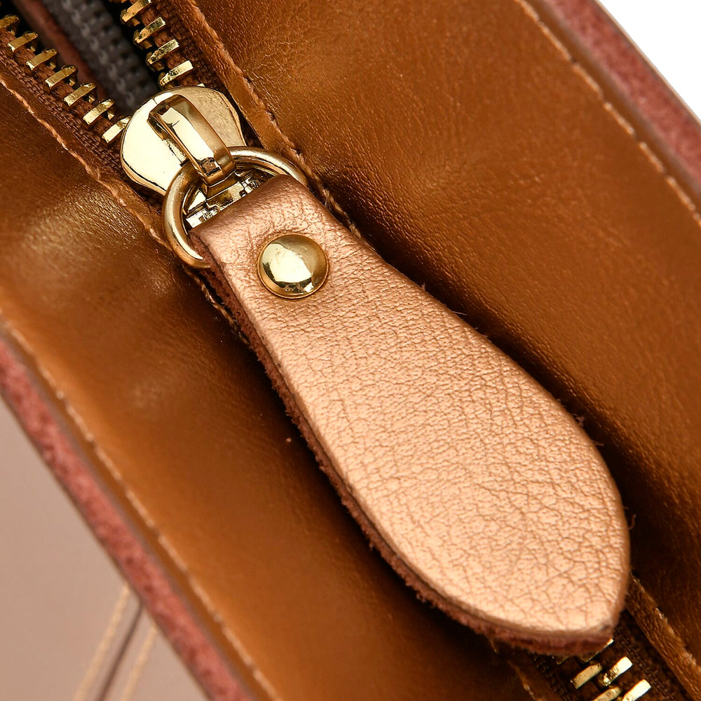 100% Genuine Leather Tote Bag (Size 39x12x27 cm) - Gold