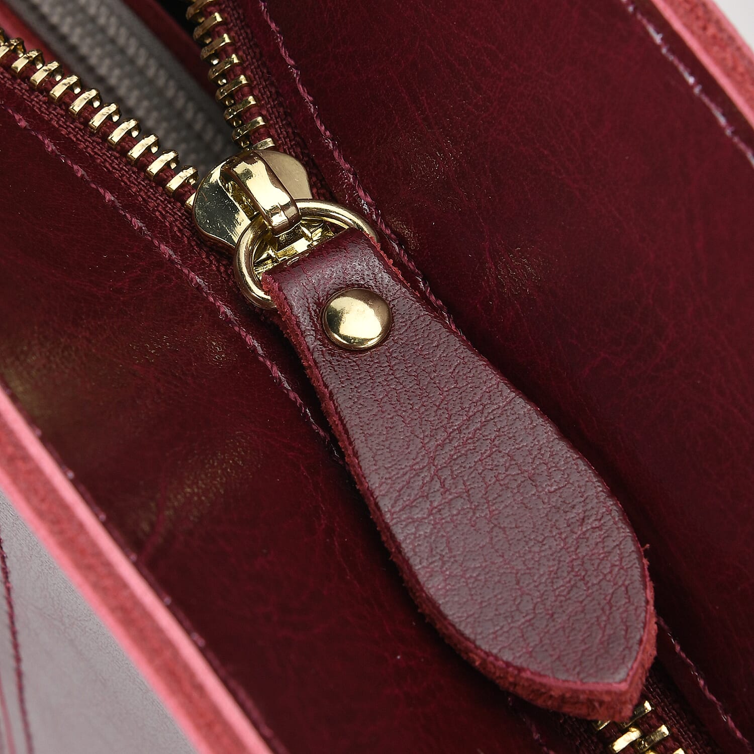 100% Genuine Leather Tote Bag (Size 39x12x27 cm) - Burgundy