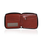 Genuine Leather RFID Wallet with Protective Zipper - Black