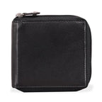 Genuine Leather RFID Wallet with Protective Zipper - Black