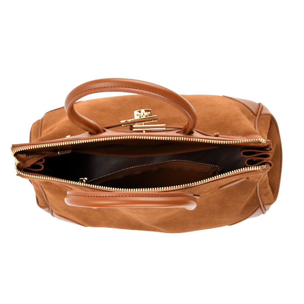THE MOST DESIRED BAG - Designer Inspired Valliserie Genuine Leather Classic Structured Satchel Bag with Gift Box - Tan