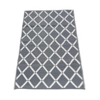Geometric Diamond Pattern Indoor-Outdoor Rug (Size 180x120 cm) - Grey & White