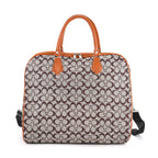 Geometric Pattern Travel Duffle Bag with Shoulder Strap (100 cm) - Light Brown