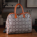 Geometric Pattern Travel Duffle Bag with Shoulder Strap (100 cm) - Light Brown