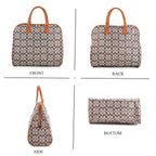 Geometric Pattern Travel Duffle Bag with Shoulder Strap (100 cm) - Light Brown