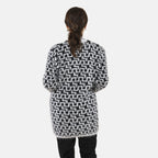 Tamsy Geometric Pattern Winter Coatigan with Pockets (Size 8-22) - Black - White