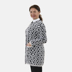 Tamsy Geometric Pattern Winter Coatigan with Pockets (Size 8-22) - Black - White
