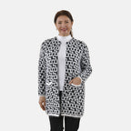 Tamsy Geometric Pattern Winter Coatigan with Pockets (Size 8-22) - Black - White