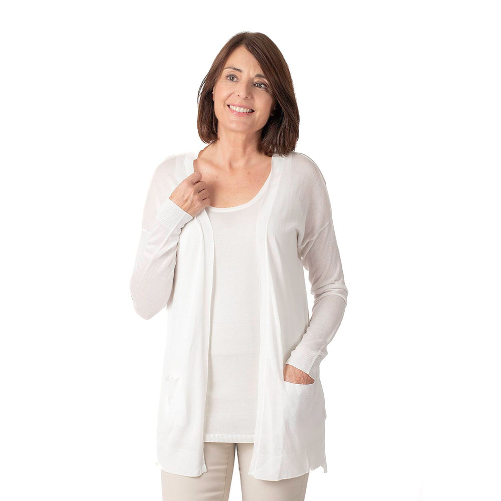Geox Ladies Fine Gauge Cardigan (Size L) - Off White