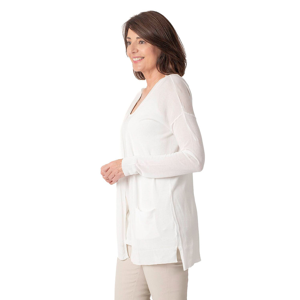 Geox Ladies Fine Gauge Cardigan (Size L) - Off White