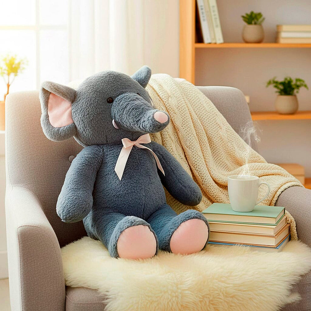 LARGE Cute Elephant -  53.5 cm Faux Fur Material