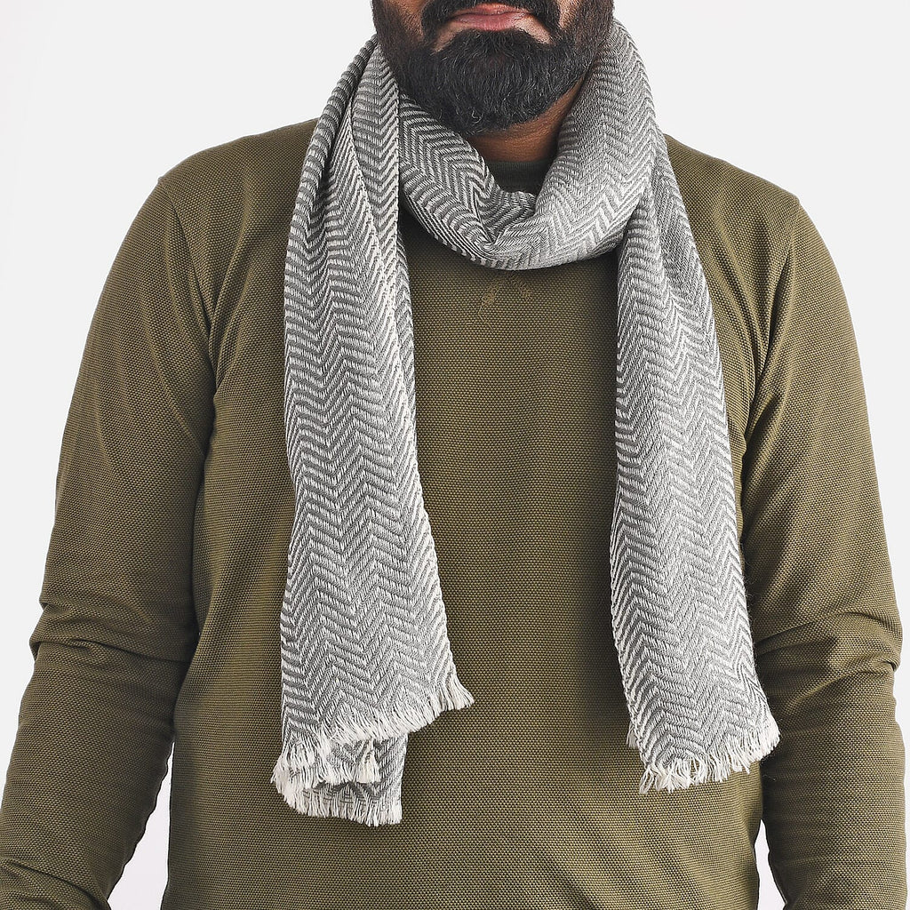 Gift Box with Leather Gloves and Merino Wool Scarf - Black - Grey