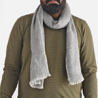 Gift Box with Leather Gloves and Merino Wool Scarf - Black - Grey