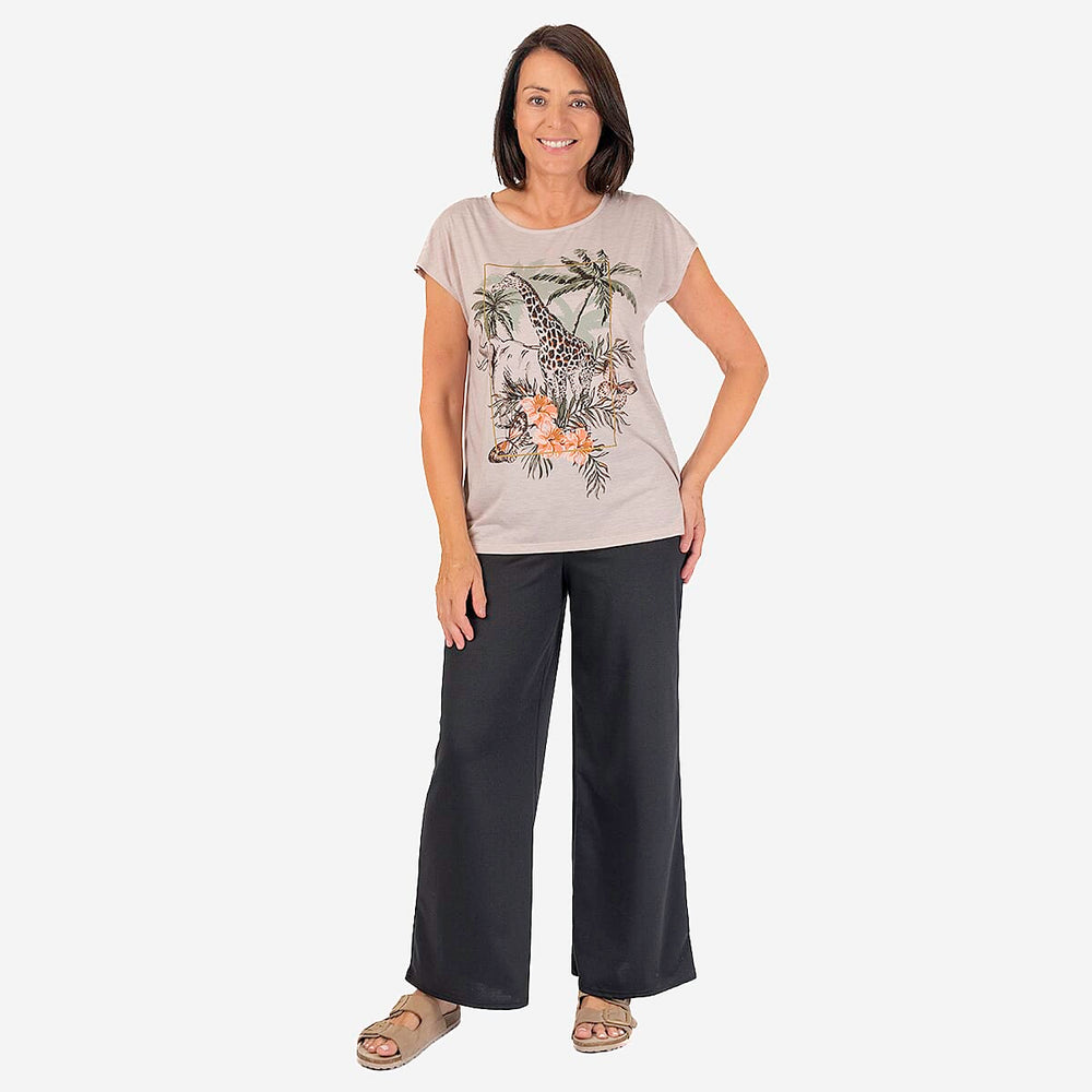 Giraffe Printed T-Shirt (Size 10) - Grey