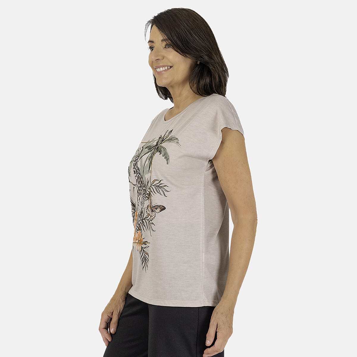 Giraffe Printed T-Shirt (Size 10) - Grey