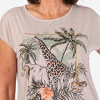 Giraffe Printed T-Shirt (Size 10) - Grey