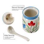 Set of 2 Ceramic Multi Handpainting Pickle Jar with Stand - Blue