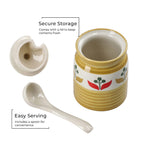 Set of 2 Ceramic Multi Handpainting Pickle Jar with Stand - Yellow